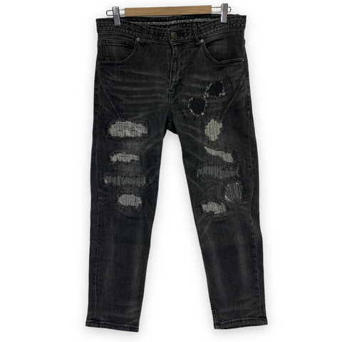 [L] Number Nine Cropped Distressed Denim Jeans Black