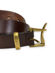 [32] Needles Leather Brass Buckle Made In England Belt Brown