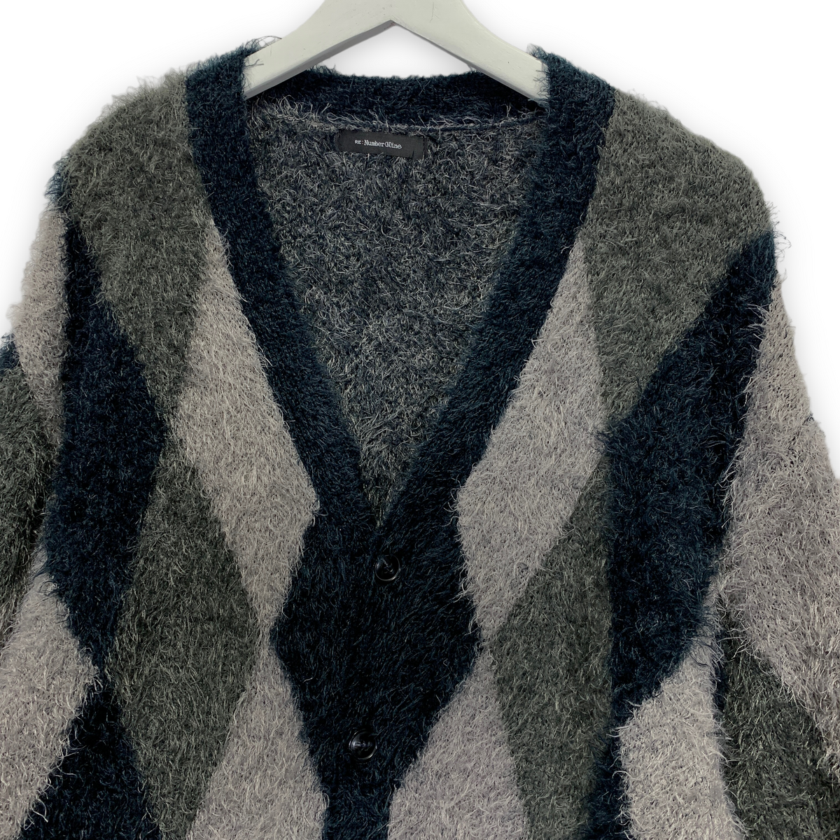 XL] Number Nine Fuzzy Argyle Cardigan Sweater – StylisticsJapan.com