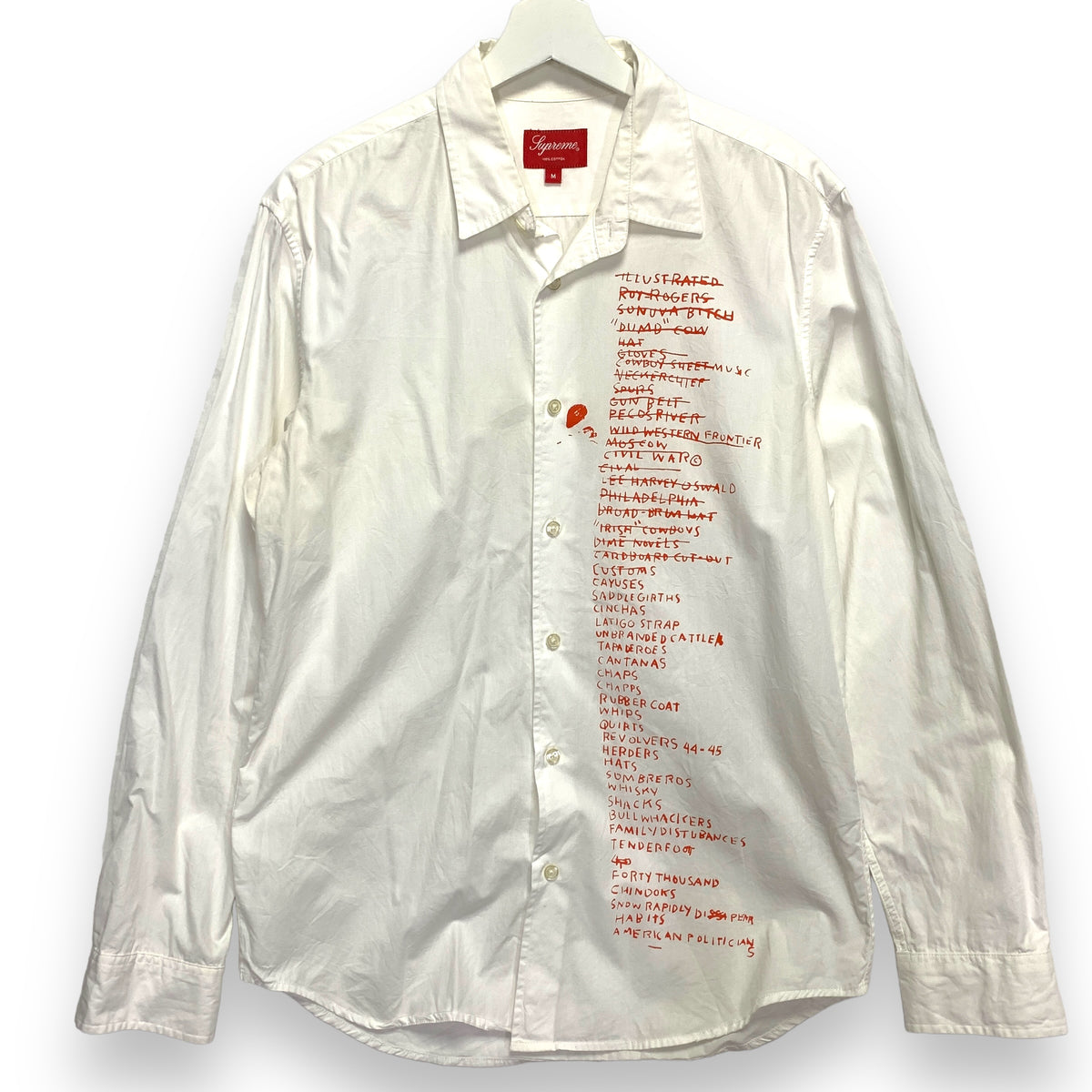 M] Supreme FW14 Basquiat L/S Button Down Shirt White –