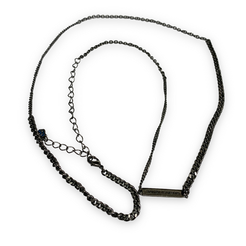 Number Nine Genuine Silver Bar Logo Pendant Chain Necklace