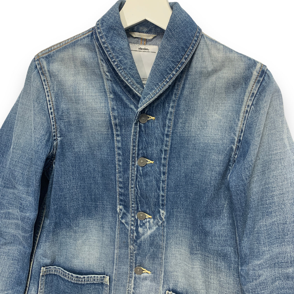 S] Visvim Damaged Denim Artifact Coverall Smock Coat Jacket