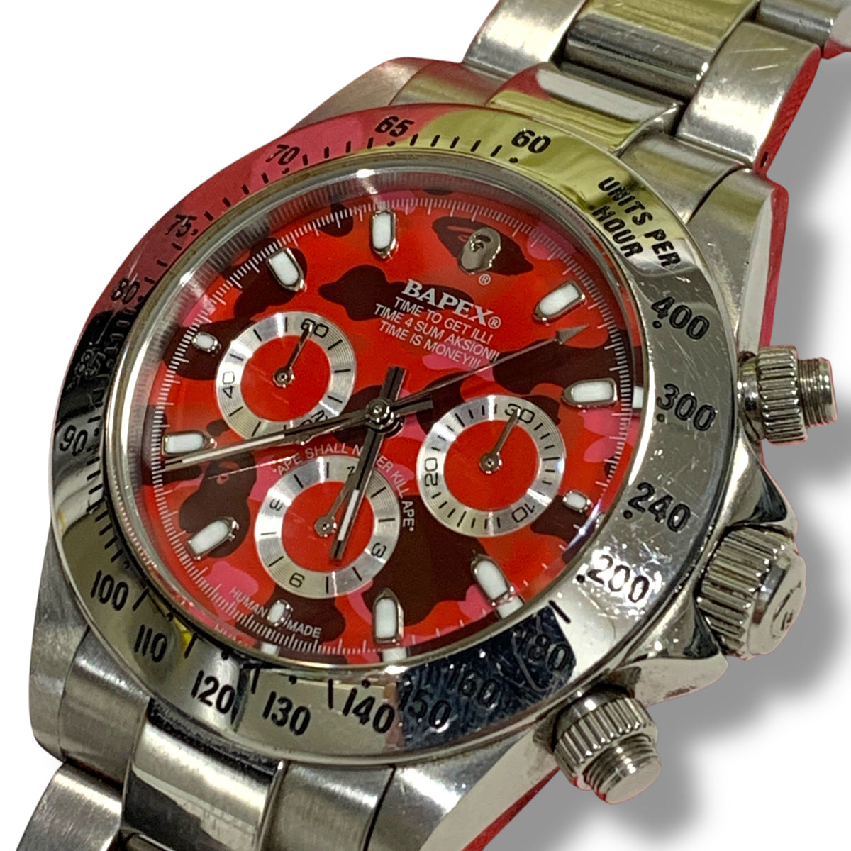 BAPEX デイトナ レッドダイヤル クロノグラフ A Bathing Ape Bape Camo Type 3 Daytona Automatic Bapex Watch Red