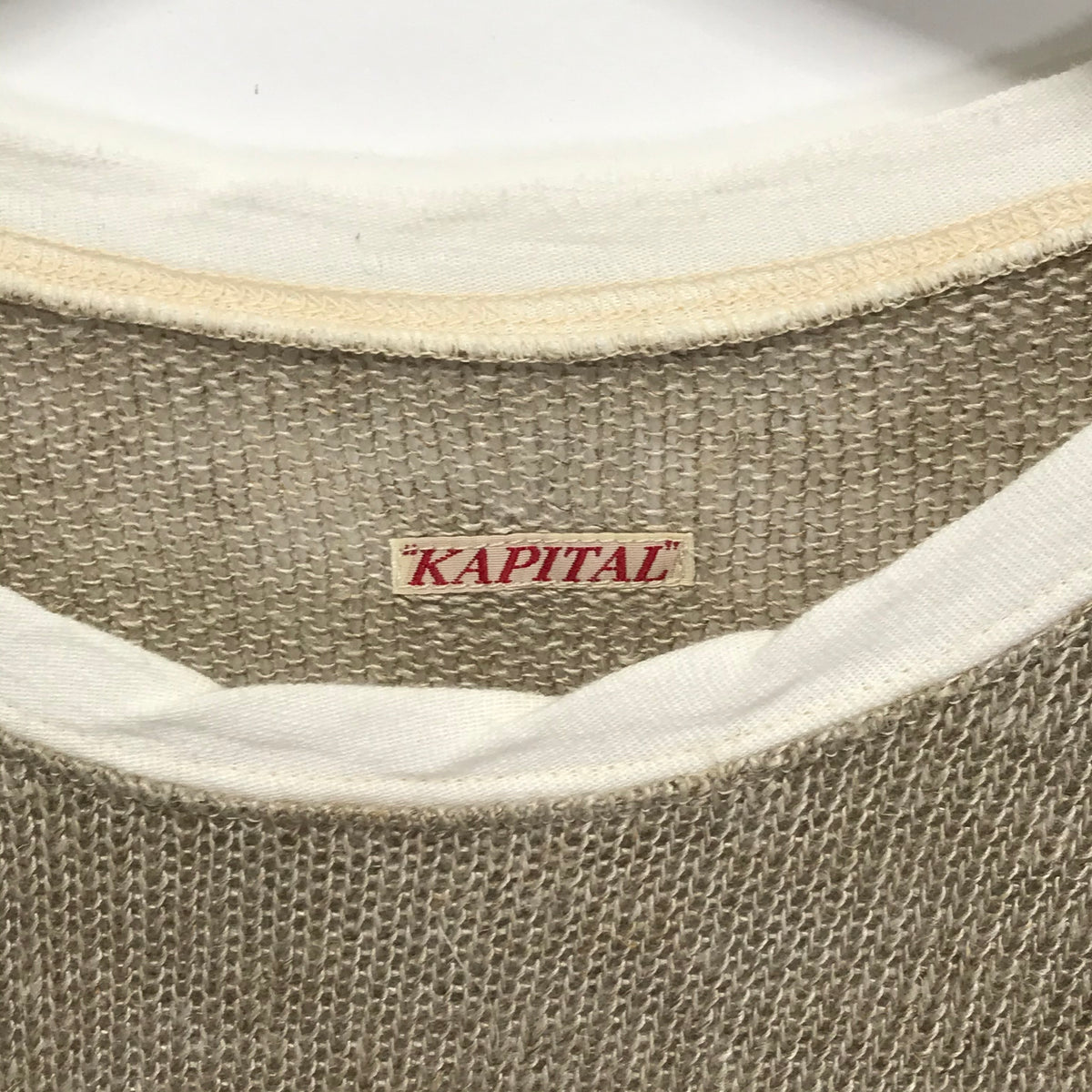 M] Kapital Shark Biscuit Hemp Linen Knit 3/4 Shirt 