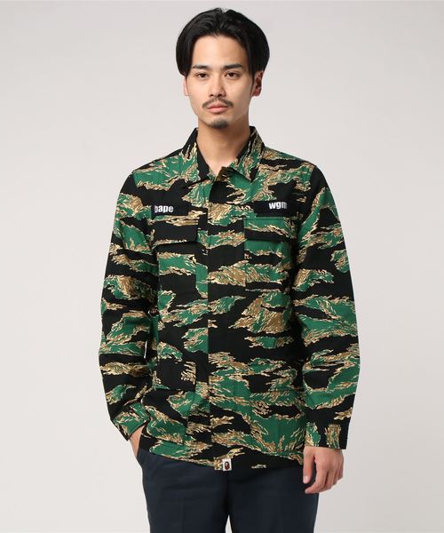 bape dress shirt S] DS! A Bathing Ape Bape Tiger Camo Military Shirt – StylisticsJapan.com