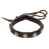 GORO'S GIZA CONCHO LEATHER BRACELET SILVER BROWN