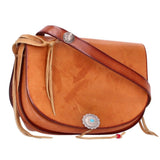 GORO'S GC-03 SILVER CORD TURQUOISE BUCKET BAG BROWN SILVER BLUE