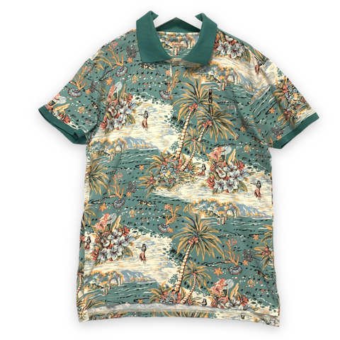 [XL] Kapital Hula Girl Aloha Diver Print Pocket Polo Shirt