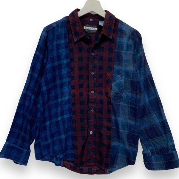 S] Needles Rebuild 7 Cut Indigo Overdye Flannel Shirt