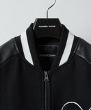 NUMBER (N)INE Raglan Sleeve Patched Zipper Stadium Jacket - Black × White