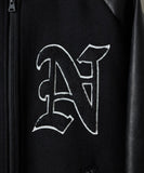 NUMBER (N)INE Raglan Sleeve Patched Zipper Stadium Jacket - Black × White