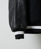 NUMBER (N)INE Raglan Sleeve Patched Zipper Stadium Jacket - Black × White