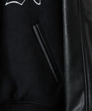 NUMBER (N)INE Raglan Sleeve Patched Zipper Stadium Jacket - Black × White