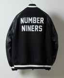 NUMBER (N)INE Raglan Sleeve Patched Zipper Stadium Jacket - Black × White