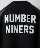 NUMBER (N)INE Raglan Sleeve Patched Zipper Stadium Jacket - Black × White