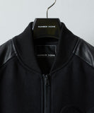 NUMBER (N)INE Raglan Sleeve Patched Zipper Stadium Jacket - Black × White
