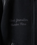 NUMBER (N)INE Raglan Sleeve Patched Zipper Stadium Jacket - Black × White