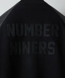 NUMBER (N)INE Raglan Sleeve Patched Zipper Stadium Jacket - Black × White
