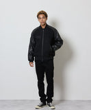 NUMBER (N)INE Raglan Sleeve Patched Zipper Stadium Jacket - Black × White