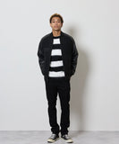 NUMBER (N)INE Raglan Sleeve Patched Zipper Stadium Jacket - Black × White