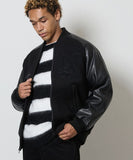 NUMBER (N)INE Raglan Sleeve Patched Zipper Stadium Jacket - Black × White
