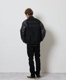 NUMBER (N)INE Raglan Sleeve Patched Zipper Stadium Jacket - Black × White