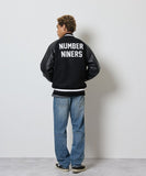 NUMBER (N)INE Raglan Sleeve Patched Zipper Stadium Jacket - Black × Black