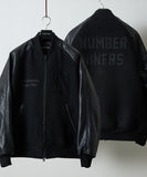 NUMBER (N)INE Raglan Sleeve Patched Zipper Stadium Jacket - Black × Black