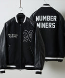 NUMBER (N)INE Raglan Sleeve Patched Zipper Stadium Jacket - Black × Black