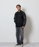 NUMBER (N)INE Raglan Sleeve Zipper Stadium Jacket - Black