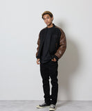 NUMBER (N)INE Raglan Sleeve Zipper Stadium Jacket - Brown