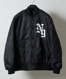 NUMBER (N)INE Nylon Logo Print Insulation Stadium Jacket - Black (Style 1)