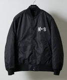 NUMBER (N)INE Nylon Logo Print Insulation Stadium Jacket - Black (Style 1)