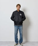 NUMBER (N)INE Nylon Logo Print Insulation Stadium Jacket - Black (Style 2)