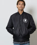 NUMBER (N)INE Nylon Logo Print Insulation Stadium Jacket - Black (Style 2)