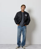 NUMBER (N)INE Nylon Logo Print Insulation Stadium Jacket - Black (Style 2)