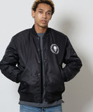 NUMBER (N)INE Nylon Logo Print Insulation Stadium Jacket - Black (Style 2)