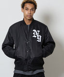 NUMBER (N)INE Nylon Logo Print Insulation Stadium Jacket - Black (Style 2)