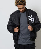 NUMBER (N)INE Nylon Logo Print Insulation Stadium Jacket - Black (Style 3)