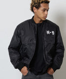 NUMBER (N)INE Nylon Logo Print Insulation Stadium Jacket - Black (Style 3)