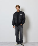 NUMBER (N)INE Nylon Logo Print Insulation Stadium Jacket - Black (Style 3)
