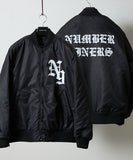 NUMBER (N)INE Nylon Logo Print Insulation Stadium Jacket - Black (Style 3)