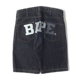[M] A BATHING APE BAPE LOGO RIGID DENIM SHORTS INDIGO