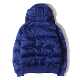 A BATHING APE BAPE LEATHER PATCH JACQUARD CAMO DOWN JACKET BLUE CAMO [S]