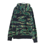 [L] A BATHING APE BAPE TIGER CAMO COLLEGE PULLOVER SWEATSHIRT (HOODIE) BLACK/GREEN