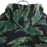 [L] A BATHING APE BAPE TIGER CAMO COLLEGE PULLOVER SWEATSHIRT (HOODIE) BLACK/GREEN