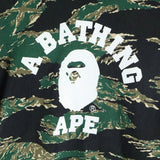 [L] A BATHING APE BAPE TIGER CAMO COLLEGE PULLOVER SWEATSHIRT (HOODIE) BLACK/GREEN