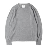 [S] VISVIM CORDUROY ELBOW PATCH WOOL SILK CASHMERE KNIT GREY
