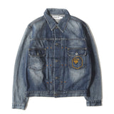 [S] A BATHING APE BAPE CHAMPION LOGO VINTAGE PROCESSED 2ND DENIM JACKET INDIGO