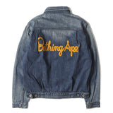 [S] A BATHING APE BAPE CHAMPION LOGO VINTAGE PROCESSED 2ND DENIM JACKET INDIGO